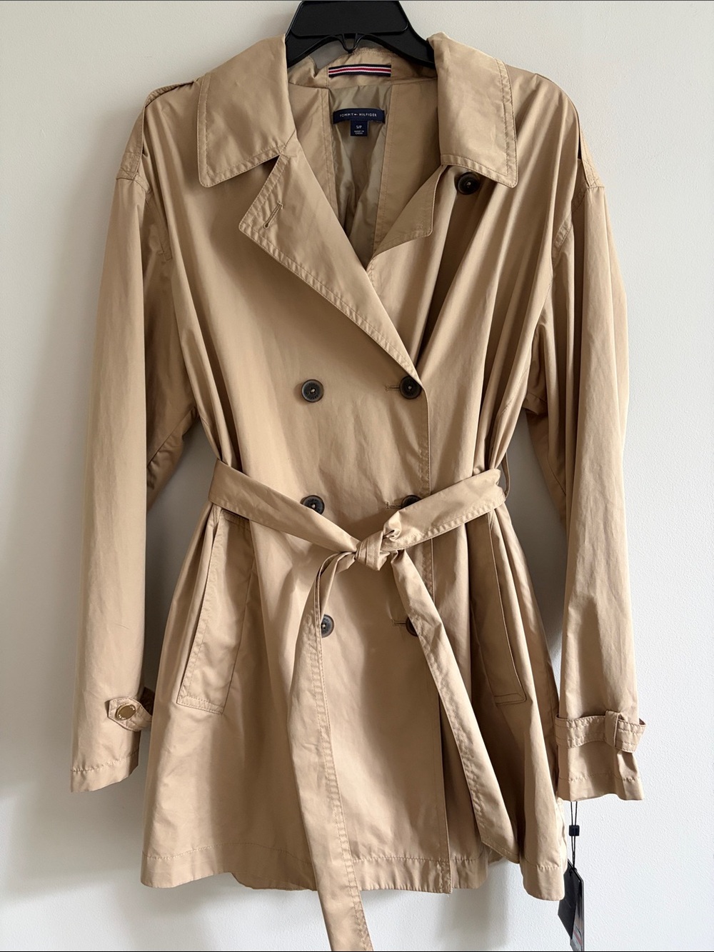 Tommy Hilfiger Beige Double-Breasted Trench Coat